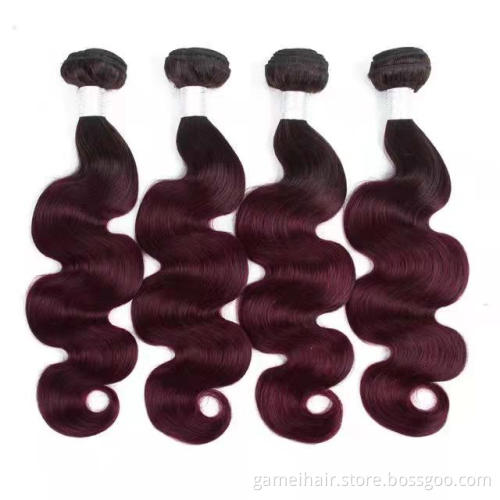 Wholesale Cuticle Aligned Hair Body Wave #99J Wine Colored Weave Hair Bundles